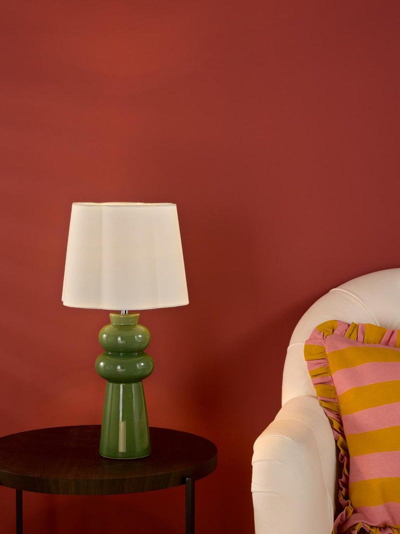 Dar Lighting Jordana Table Lamp Green and Polished Chrome With Shade • JOR4224