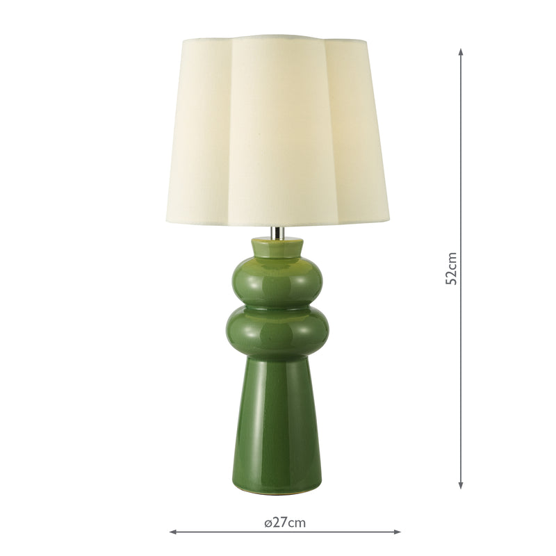 Dar Lighting Jordana Table Lamp Green and Polished Chrome With Shade • JOR4224
