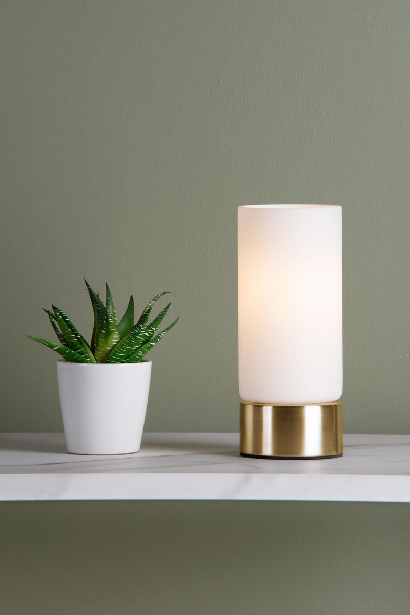 Dar Lighting Jot Touch Table Lamp Gold Opal Glass • JOT4035