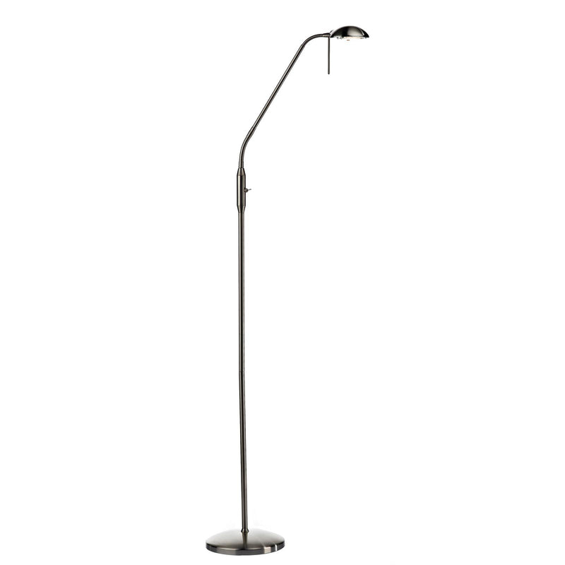 Dar Lighting Journal Task Floor Light Satin Chrome • JOU5546