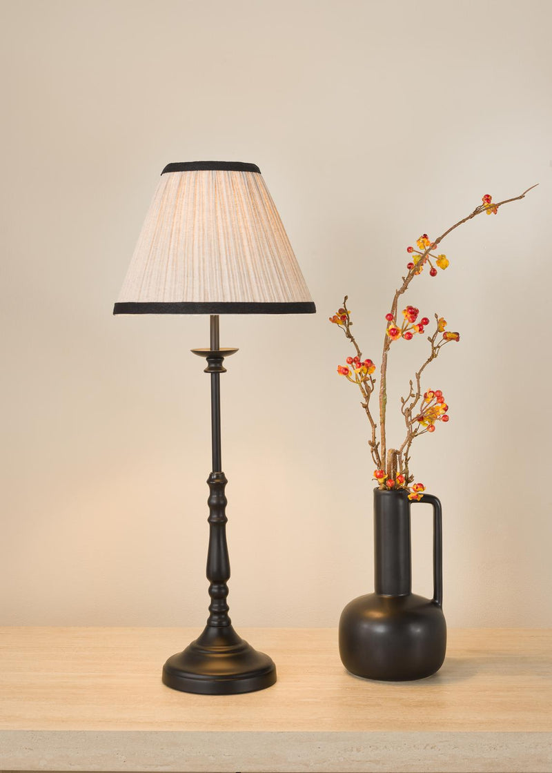 Dar Lighting Judy Table Lamp Satin Black With Shade • JUD4122