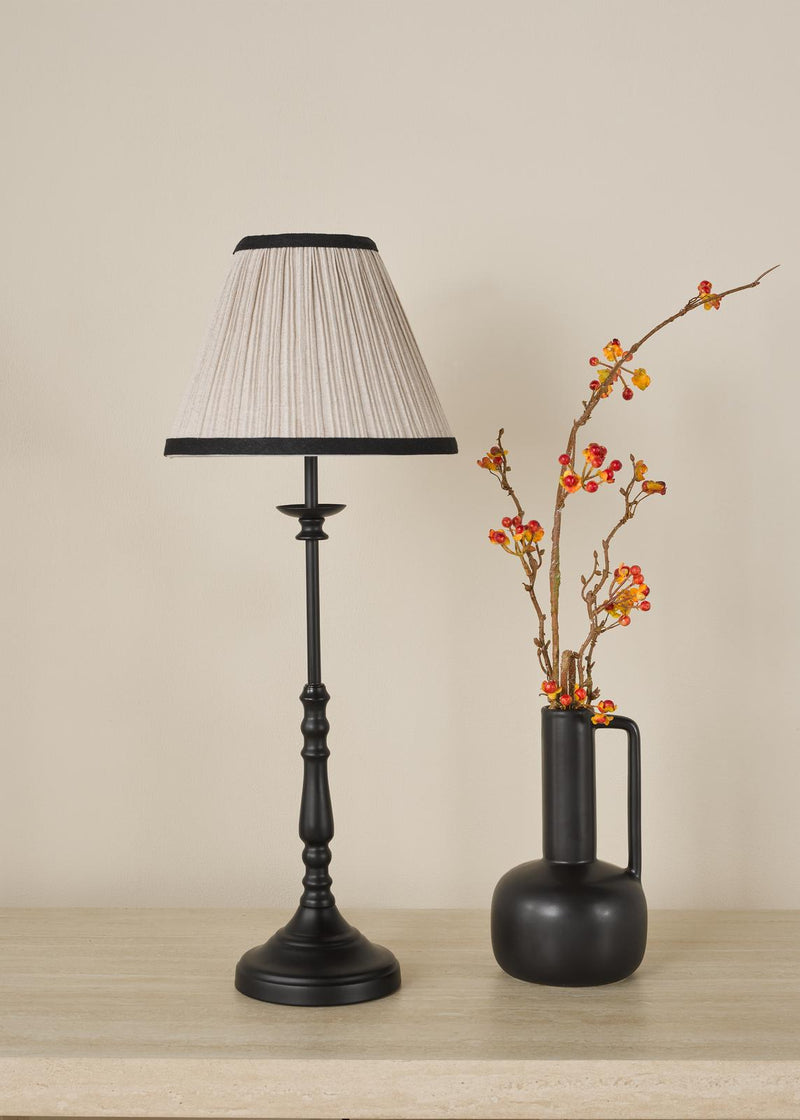 Dar Lighting Judy Table Lamp Satin Black With Shade • JUD4122