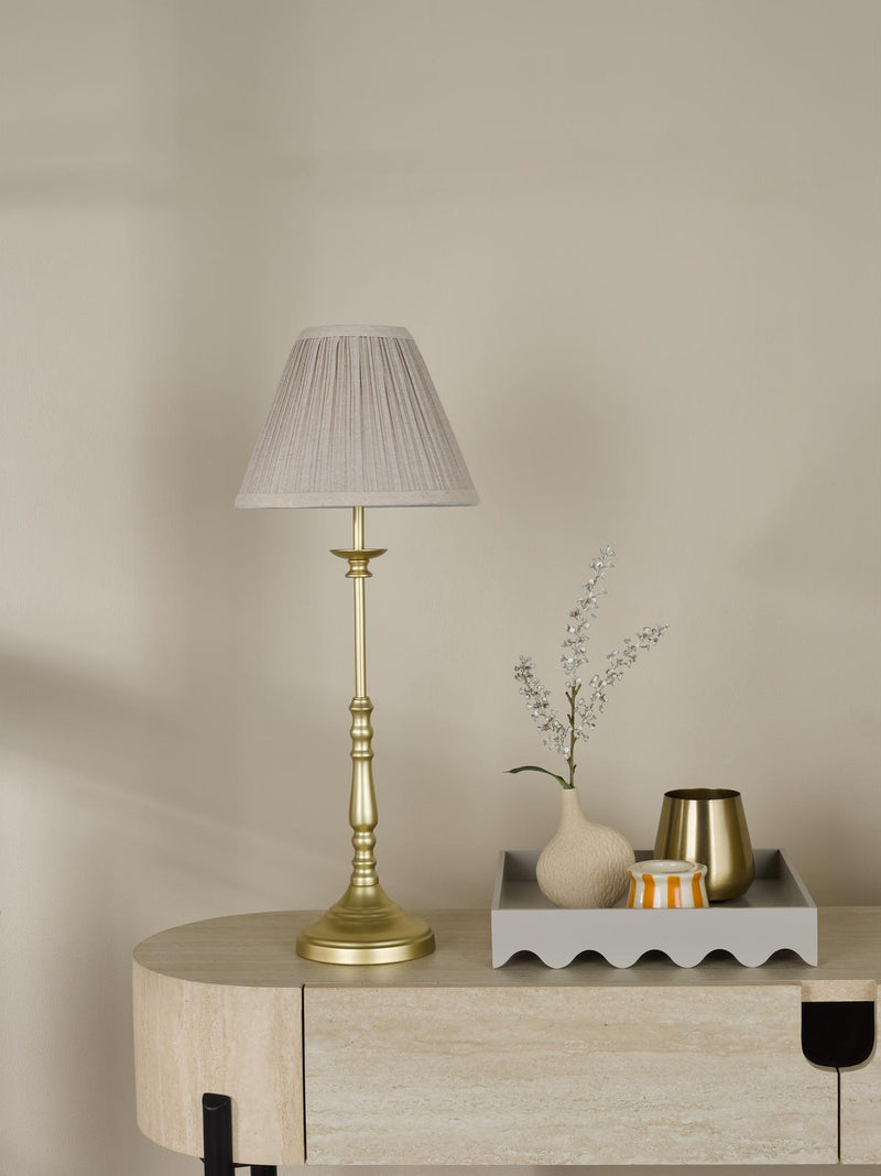 Dar Lighting Judy Table Lamp Satin Gold With Shade • JUD4135
