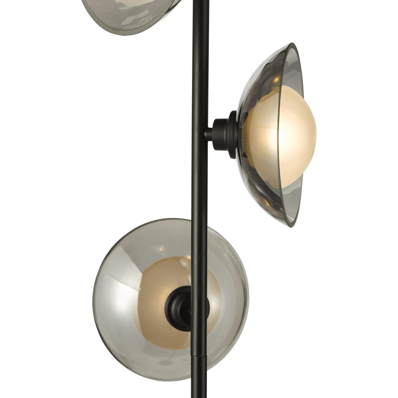 Dar Lighting Kadience 3 Light Floor Lamp Satin Black and Smoked Glass • KAD4922