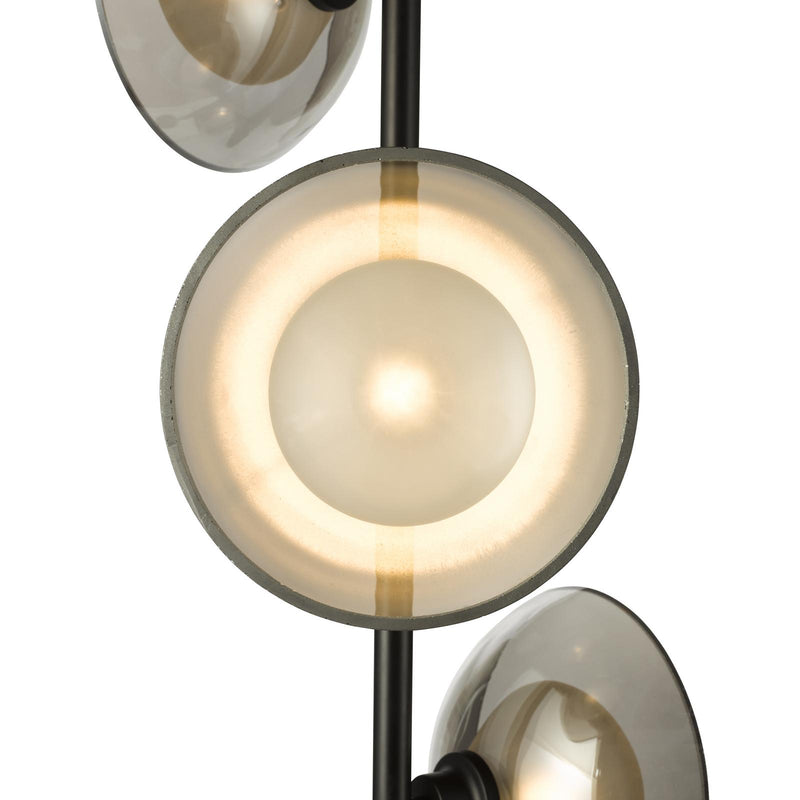 Dar Lighting Kadience 3 Light Floor Lamp Satin Black and Smoked Glass • KAD4922