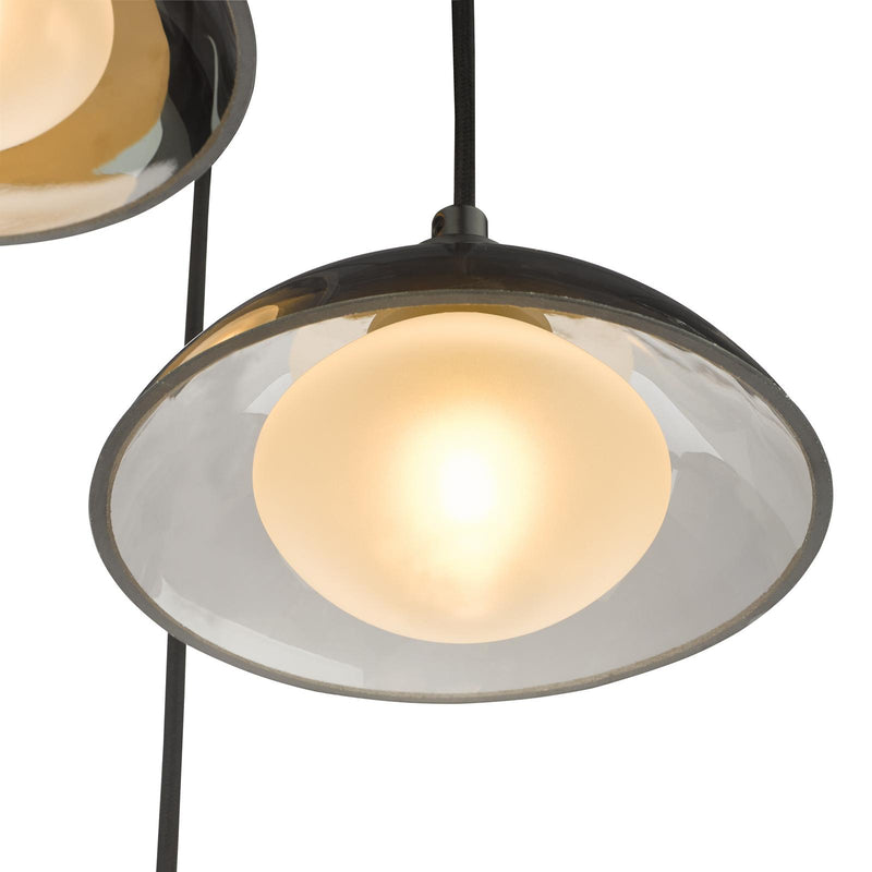 Dar Lighting Kadience 3 Light Cluster Pendant Satin Black and Smoked Glass • KAD8822