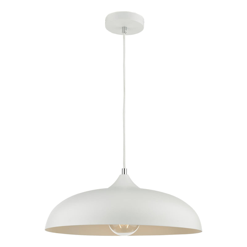 Dar Lighting Kaelan 1 Light Single Pendant White • KAE012