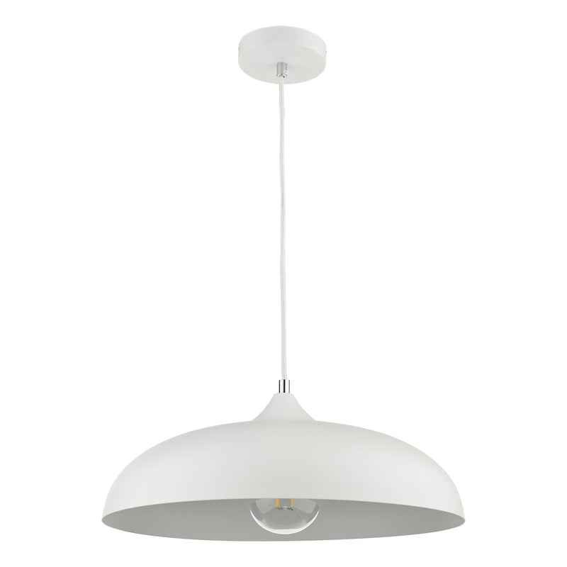 Dar Lighting Kaelan 1 Light Single Pendant White • KAE012