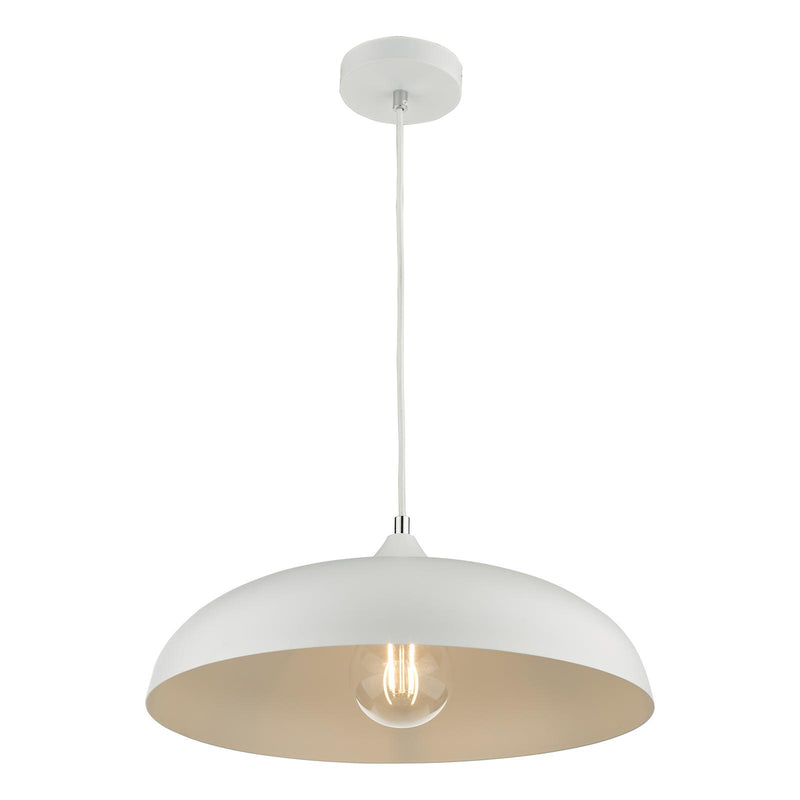 Dar Lighting Kaelan 1 Light Single Pendant White • KAE012
