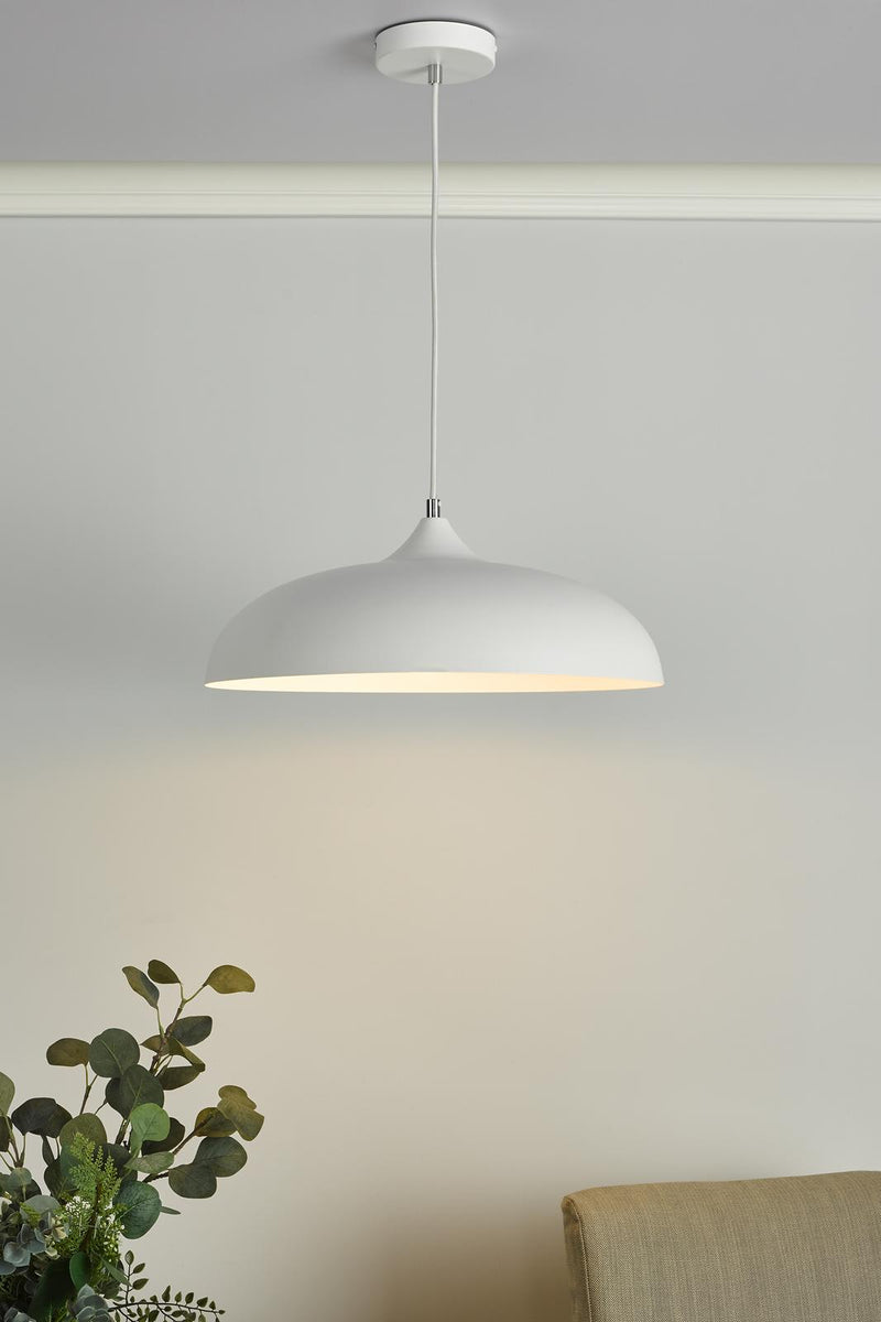 Dar Lighting Kaelan 1 Light Single Pendant White • KAE012