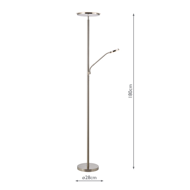 Dar Lighting Kamika Mother & Child Floor Lamp Satin Chrome LED • KAM4946