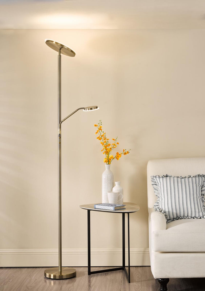 Dar Lighting Kamika Mother & Child Floor Lamp Antique Brass LED • KAM4975