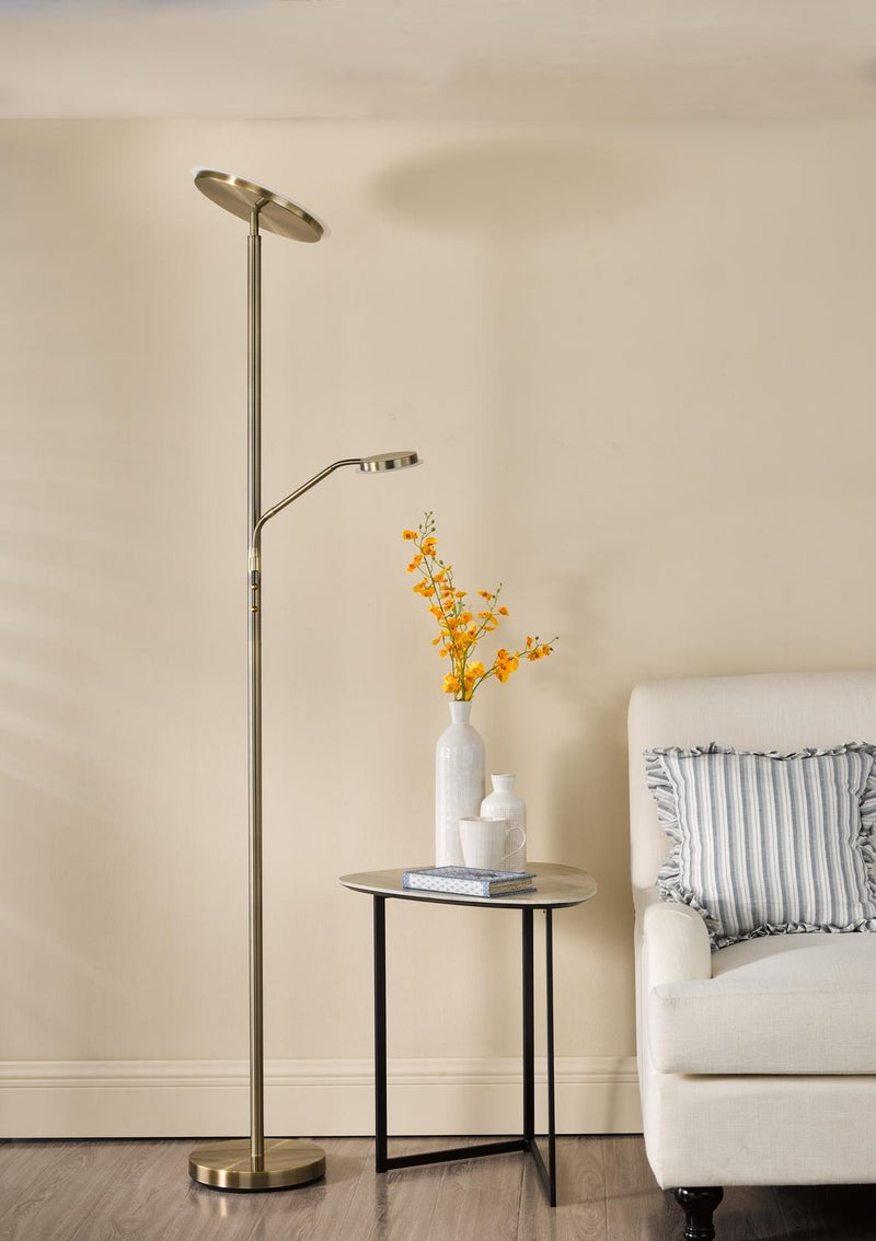 Dar Lighting Kamika Mother & Child Floor Lamp Antique Brass LED • KAM4975