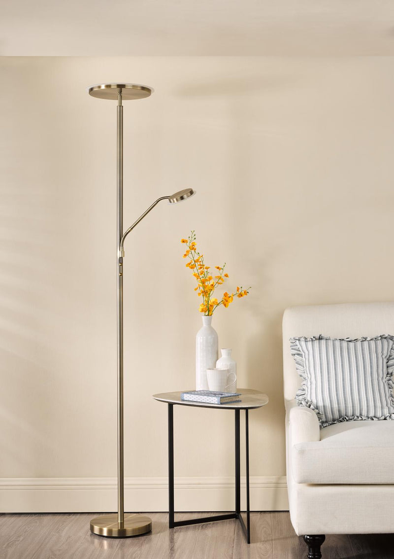 Dar Lighting Kamika Mother & Child Floor Lamp Antique Brass LED • KAM4975