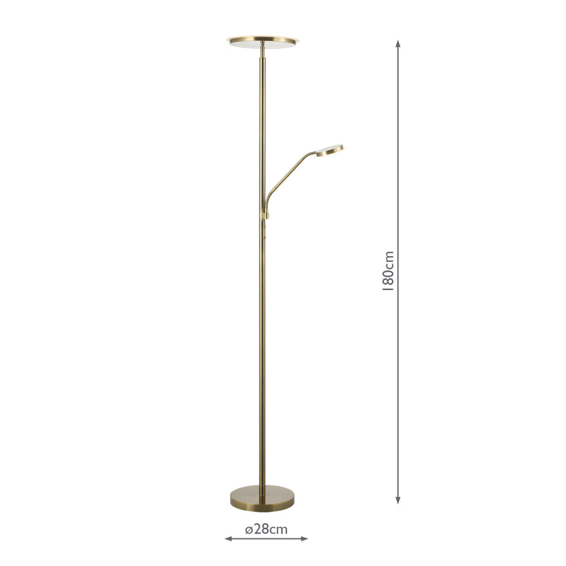 Dar Lighting Kamika Mother & Child Floor Lamp Antique Brass LED • KAM4975
