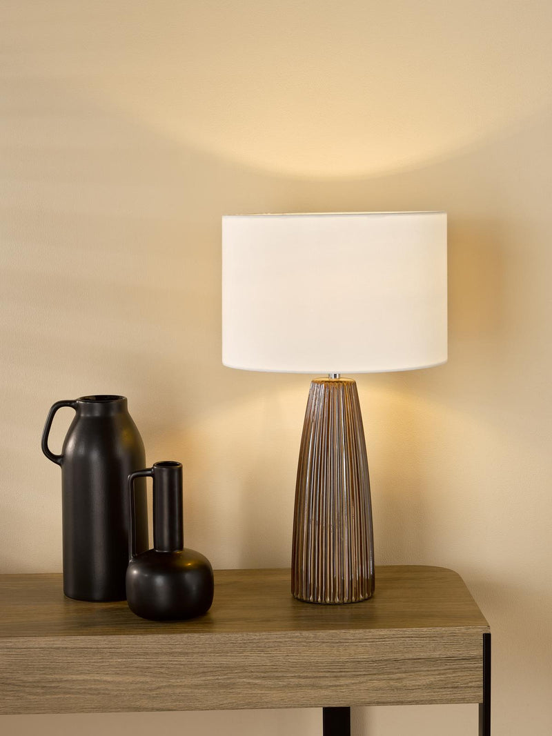 Dar Lighting Kaulana Table Lamp Brown With Shade • KAU4229