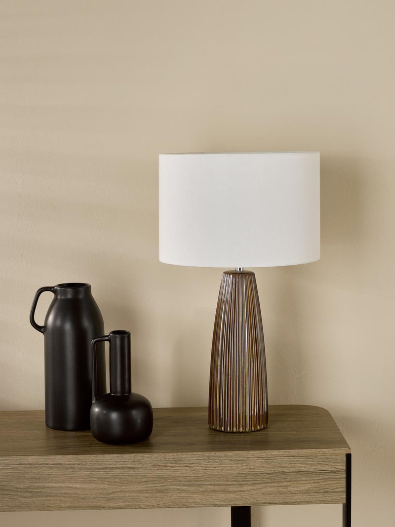 Dar Lighting Kaulana Table Lamp Brown With Shade • KAU4229