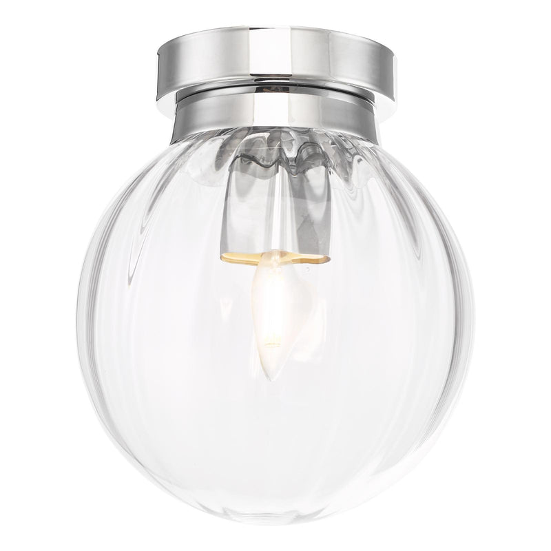 Dar Lighting Kavi Bathroom Flush Polished Chrome Glass IP44 • KAV0150