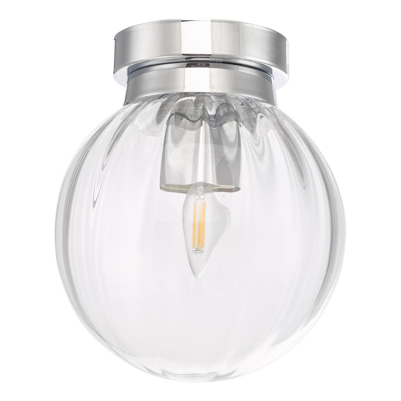 Dar Lighting Kavi Bathroom Flush Polished Chrome Glass IP44 • KAV0150