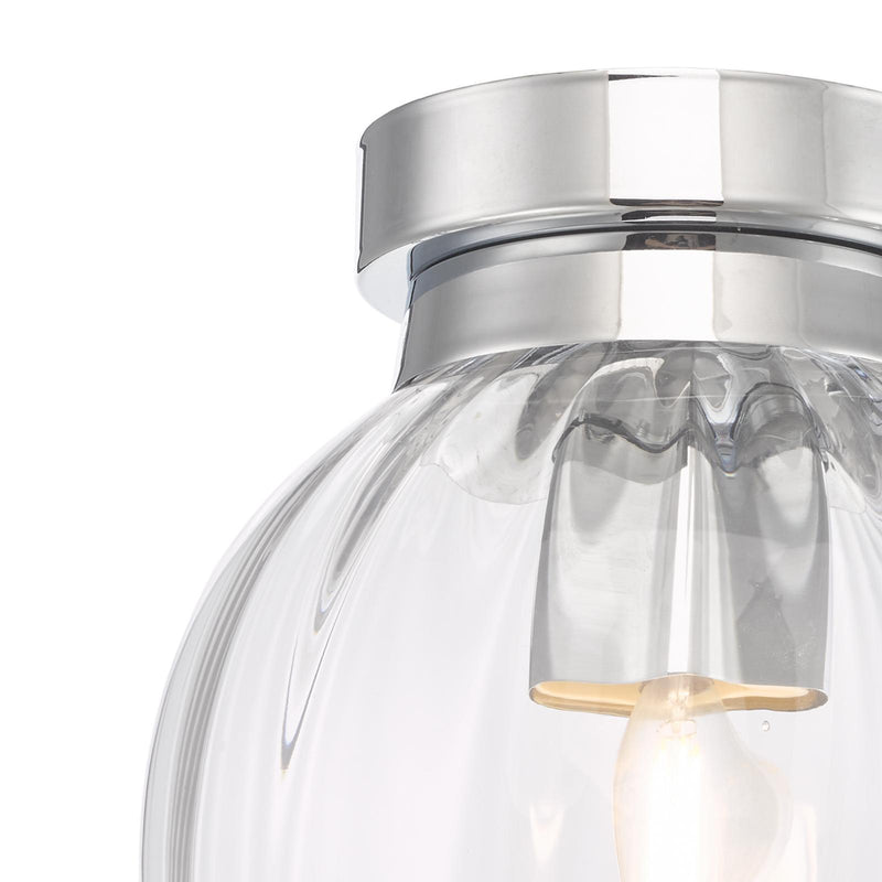 Dar Lighting Kavi Bathroom Flush Polished Chrome Glass IP44 • KAV0150