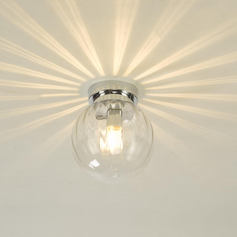 Dar Lighting Kavi Bathroom Flush Polished Chrome Glass IP44 • KAV0150