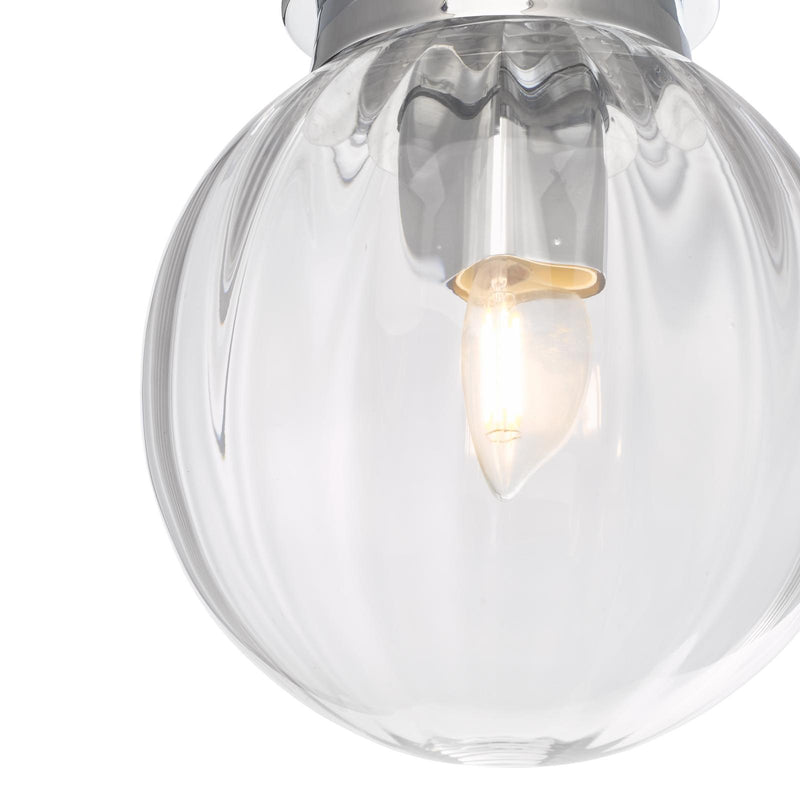 Dar Lighting Kavi Bathroom Flush Polished Chrome Glass IP44 • KAV0150