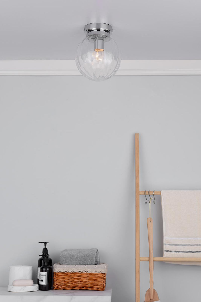 Dar Lighting Kavi Bathroom Flush Polished Chrome Glass IP44 • KAV0150