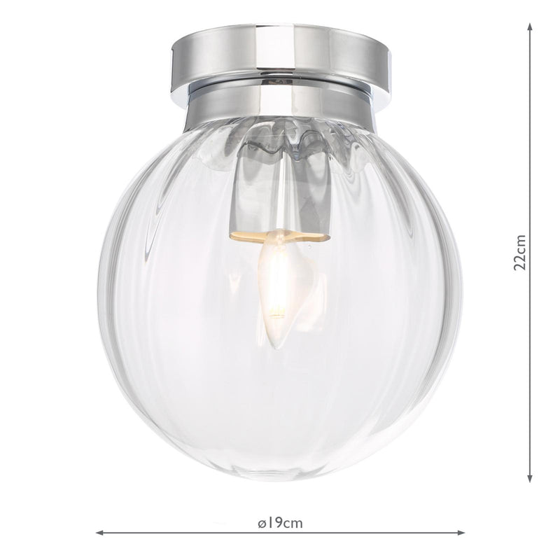 Dar Lighting Kavi Bathroom Flush Polished Chrome Glass IP44 • KAV0150
