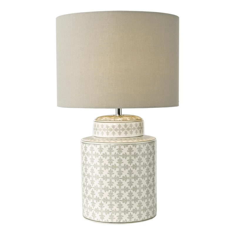 Dar Lighting Kedron Table Lamp Grey and Satin Chrome With Shade • KED4239