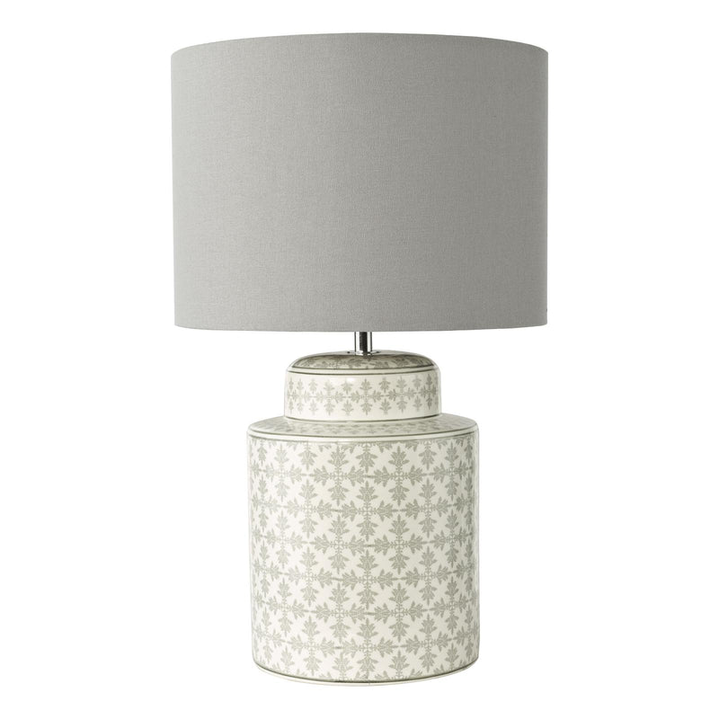 Dar Lighting Kedron Table Lamp Grey and Satin Chrome With Shade • KED4239