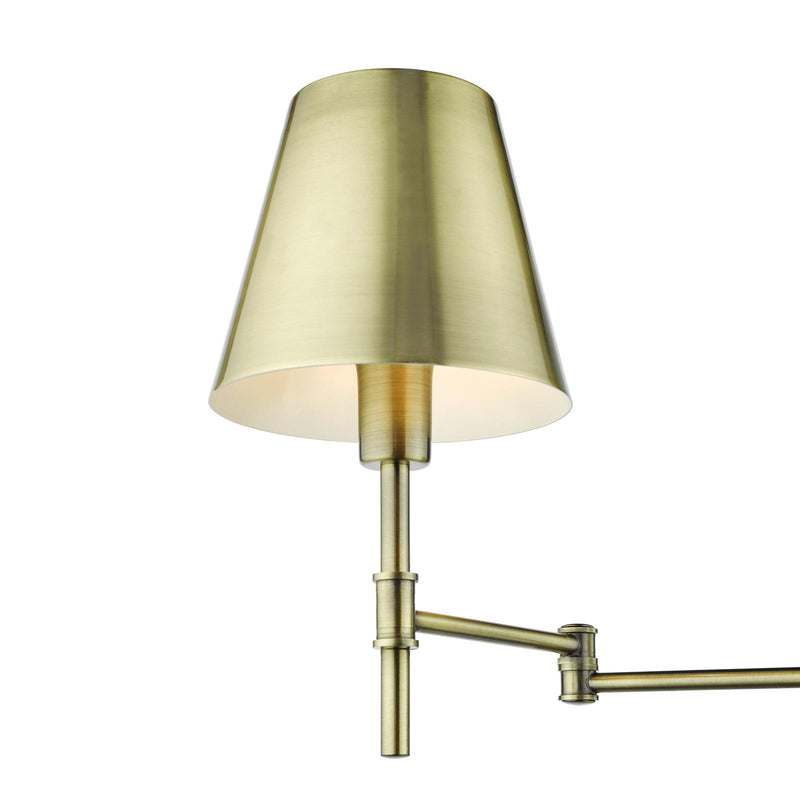 Dar Lighting Kensington 1 Light Swing Arm Wall Light Antique Brass • KEN0775