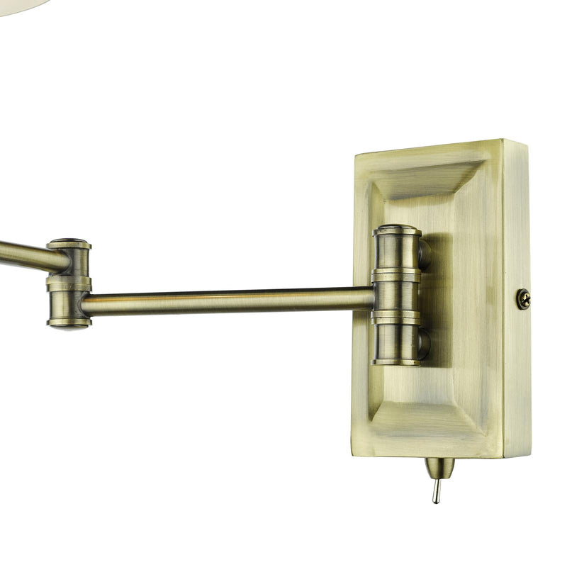 Dar Lighting Kensington 1 Light Swing Arm Wall Light Antique Brass • KEN0775