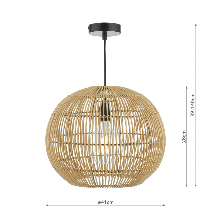 Dar Lighting Kesler Pendant Rattan • KES0129
