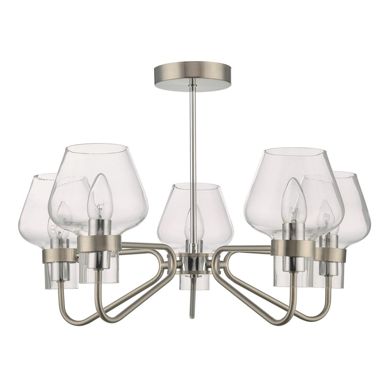 Dar Lighting Keta 5 Light Semi Flush Satin Chrome & Polished Chrome • KET5446