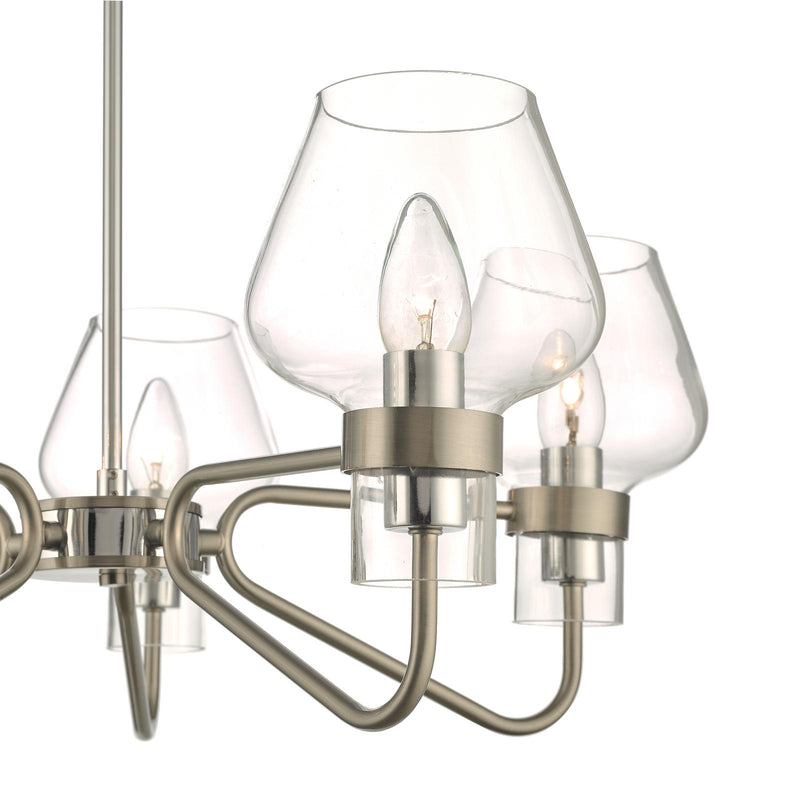 Dar Lighting Keta 5 Light Semi Flush Satin Chrome & Polished Chrome • KET5446