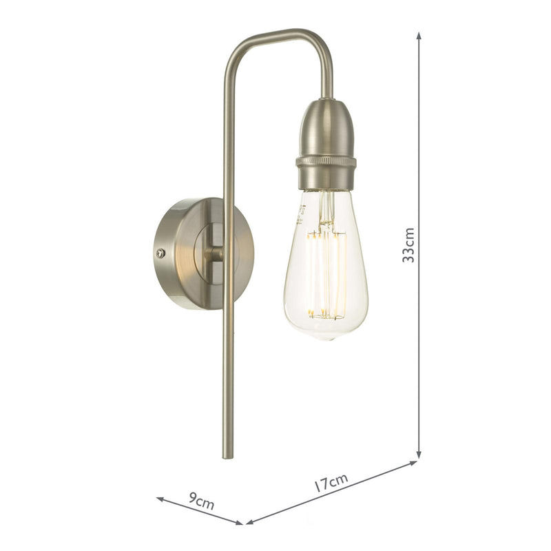 Dar Lighting Kiefer Wall Light Satin Chrome • KIE0746