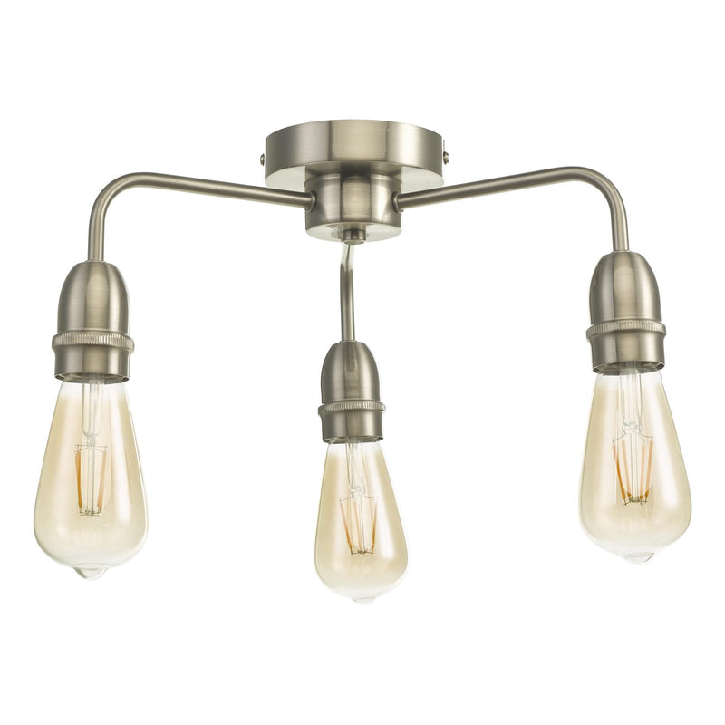Dar Lighting Kiefer 3 Light Flush Satin Chrome • KIE5346