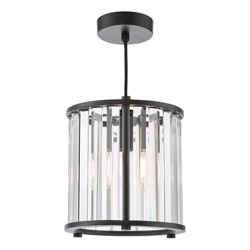 Dar Lighting Kiran Pendant Satin Black and Crystal • KIR0122