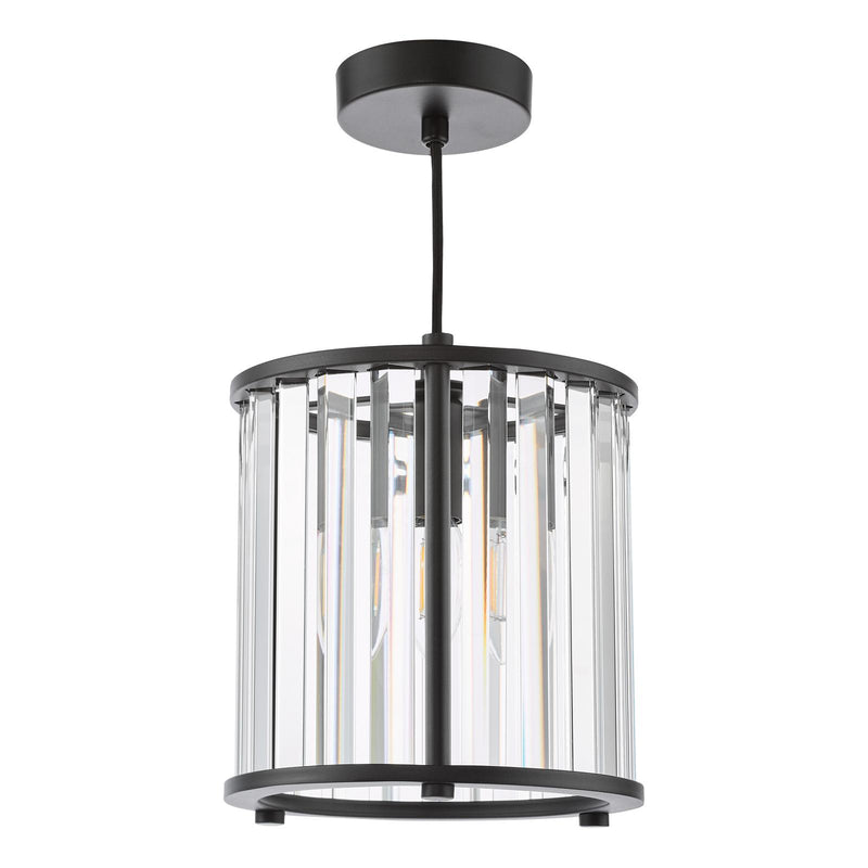 Dar Lighting Kiran Pendant Satin Black and Crystal • KIR0122