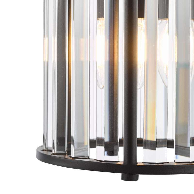 Dar Lighting Kiran Pendant Satin Black and Crystal • KIR0122
