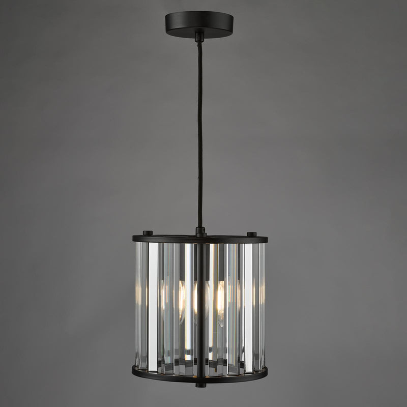 Dar Lighting Kiran Pendant Satin Black and Crystal • KIR0122