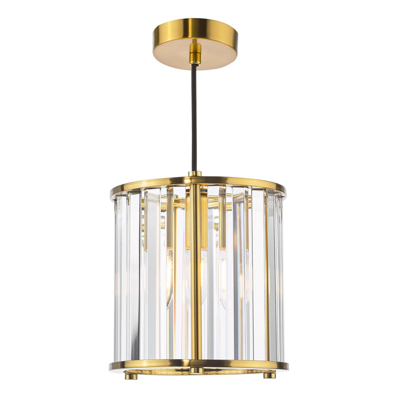 Dar Lighting Kiran Pendant Natural Brass and Crystal • KIR0135