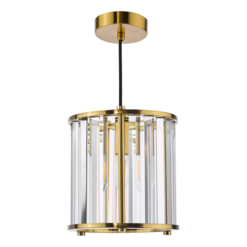 Dar Lighting Kiran Pendant Natural Brass and Crystal • KIR0135