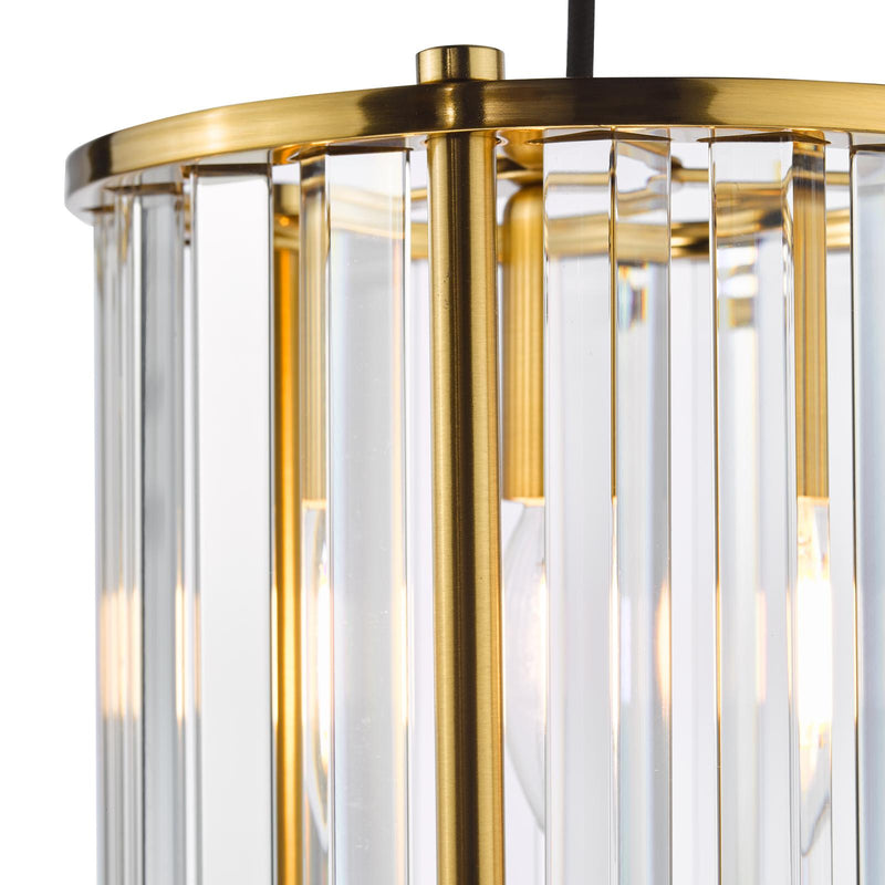 Dar Lighting Kiran Pendant Natural Brass and Crystal • KIR0135