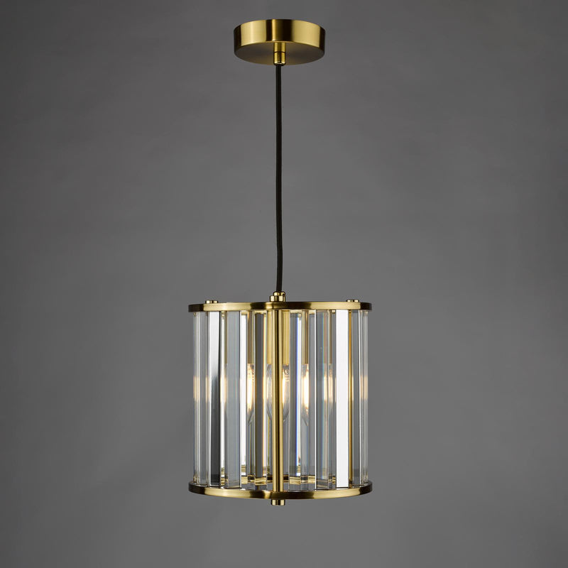 Dar Lighting Kiran Pendant Natural Brass and Crystal • KIR0135