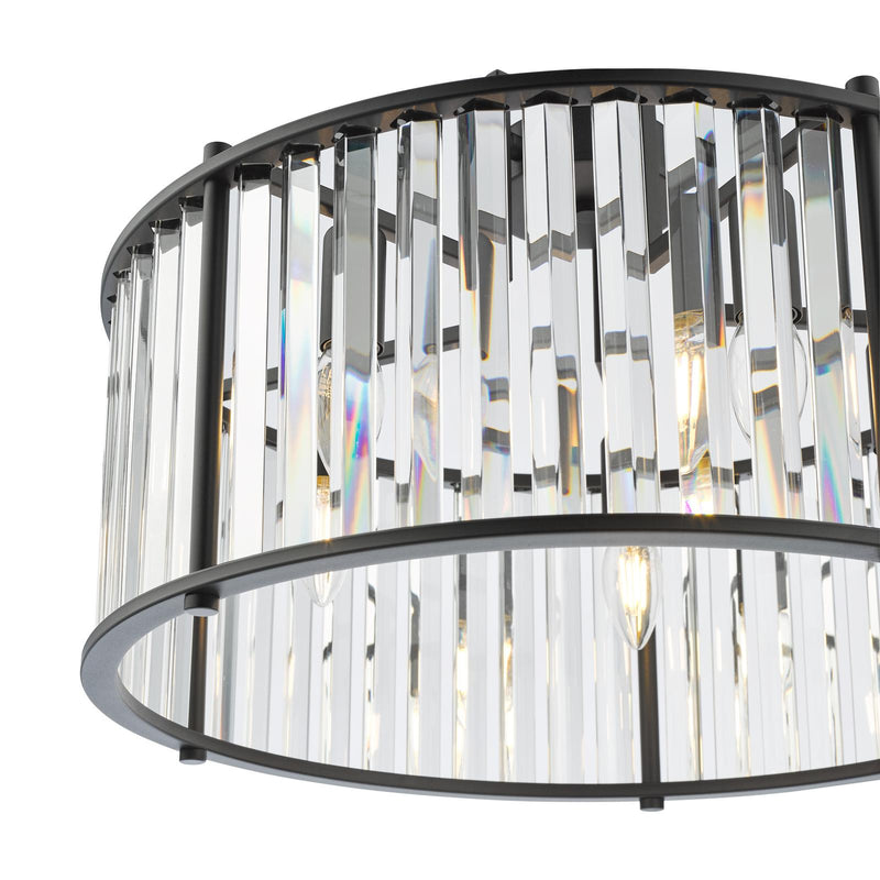 Dar Lighting Kiran 5 Light Pendant Satin Black and Crystal • KIR0522