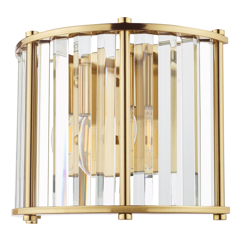 Dar Lighting Kiran 2 Light Wall Light Natural Brass and Crystal • KIR0935