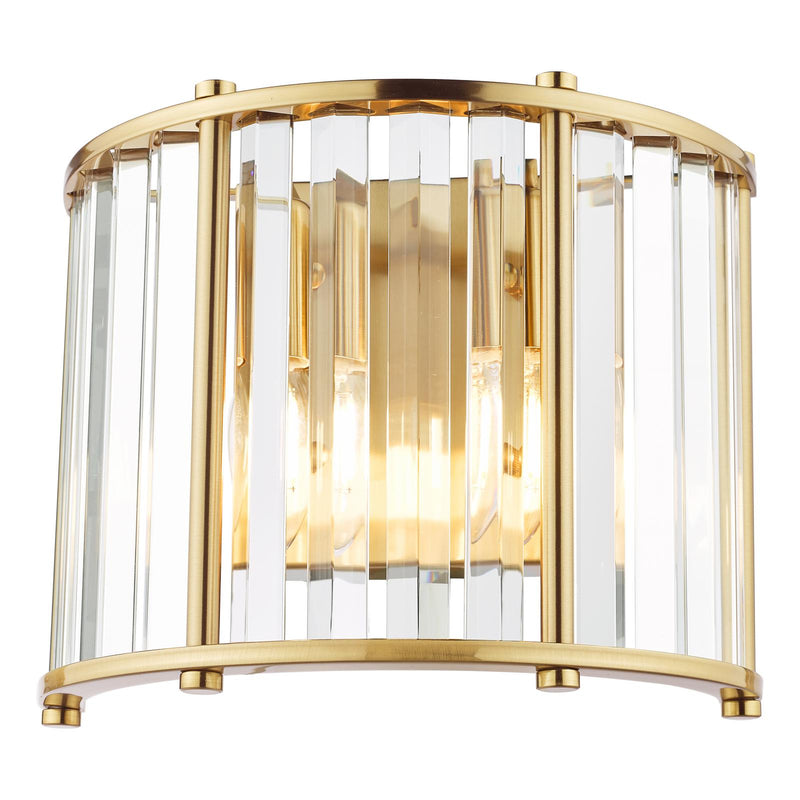 Dar Lighting Kiran 2 Light Wall Light Natural Brass and Crystal • KIR0935