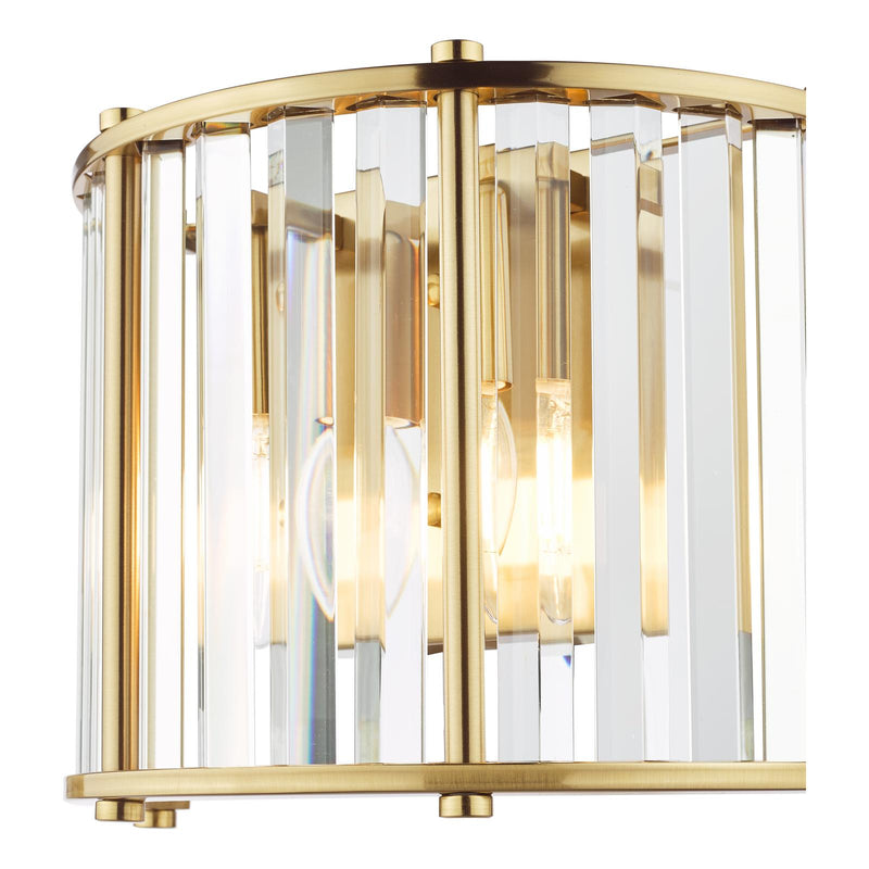 Dar Lighting Kiran 2 Light Wall Light Natural Brass and Crystal • KIR0935