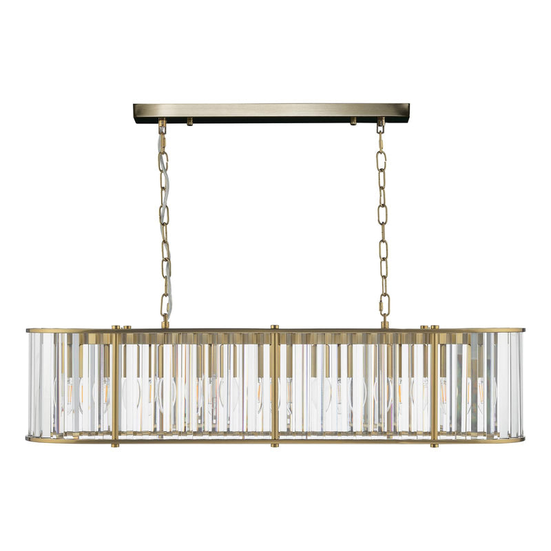 Dar Lighting Kiran 7 Light Bar Pendant Natural Brass and Crystal • KIR3435